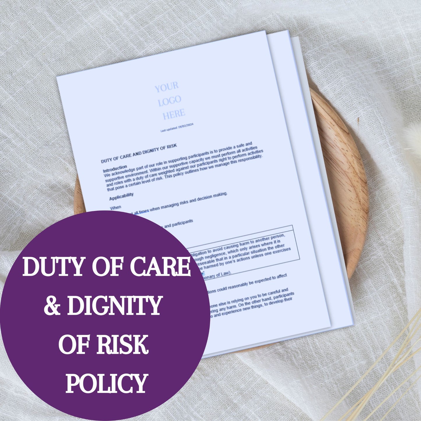Duty of Care & Dignity of Risk Policy Template - Launchly