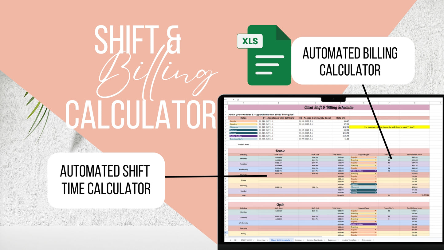 NDIS Sole Trader Client and business bookkeeping google sheet template - Launchly