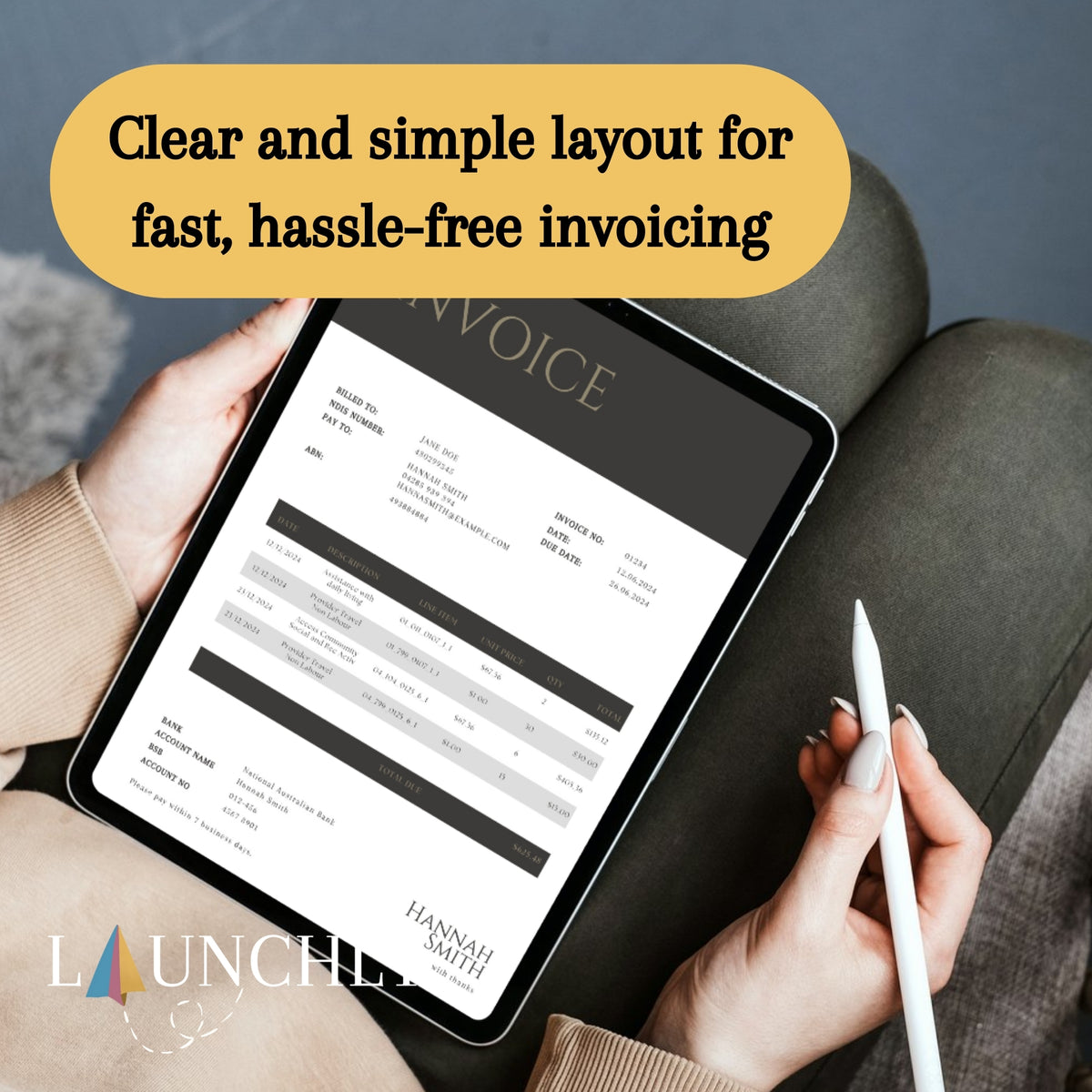 Ndis Invoice Examples NDIS invoice template - Bold Design – Launchly