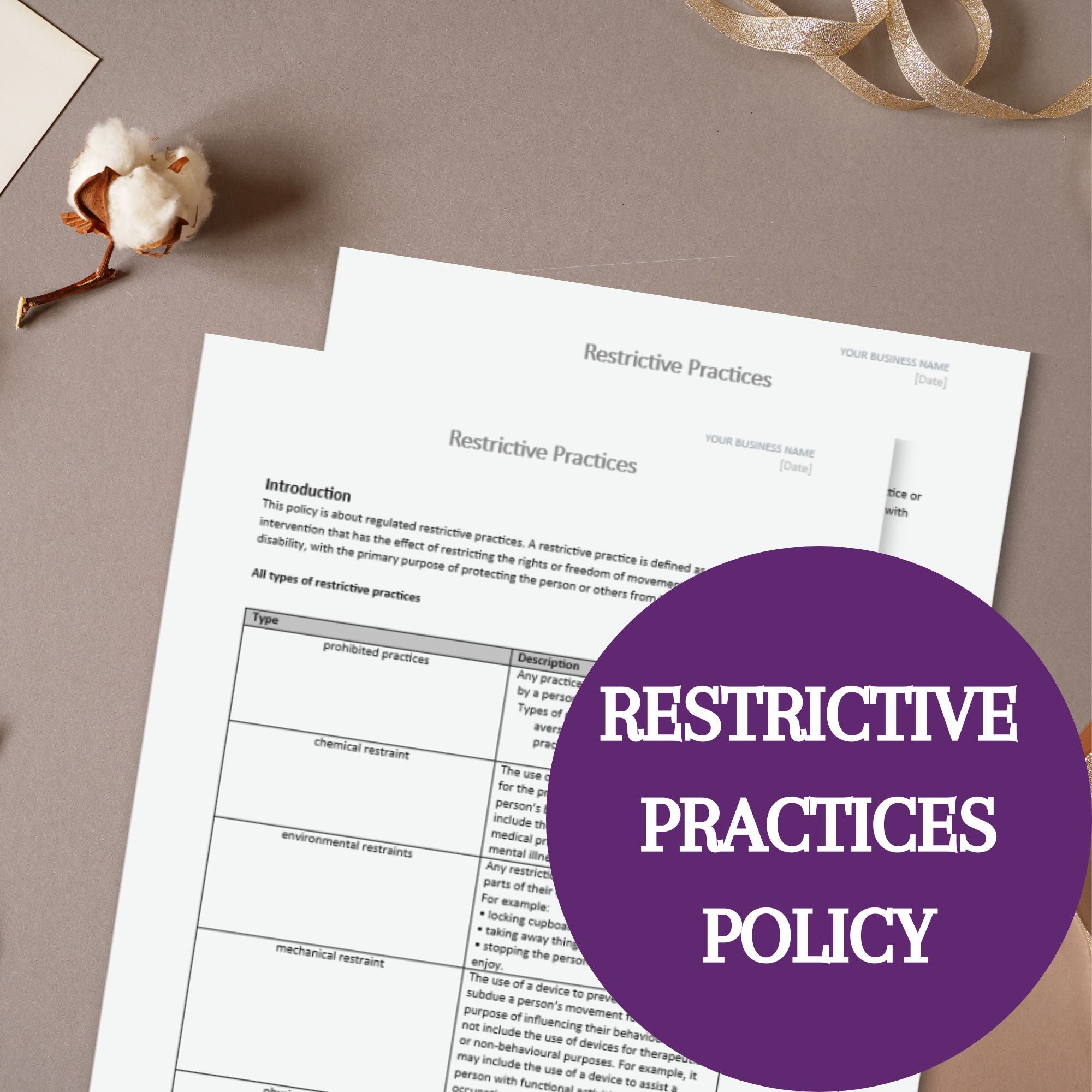 Restrictive Practices Policy Template – Launchly